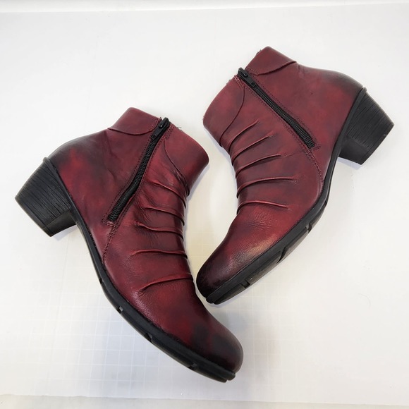 Remonte Womens Fleece Lined Burgundy Leather Ankle Boots Booties Size 40 US 8.5 - Picture 9 of 10